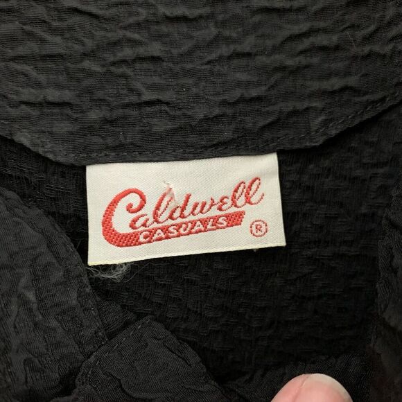 Caldwell Casuals Vintage 60s Dress Size S/M Black Bow Collar Fit Flare Belted - Picture 6 of 12